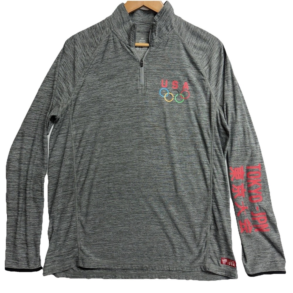 Team‎ USA Olympic Tokyo 1/4 Zip Pullover Gray Large Performance